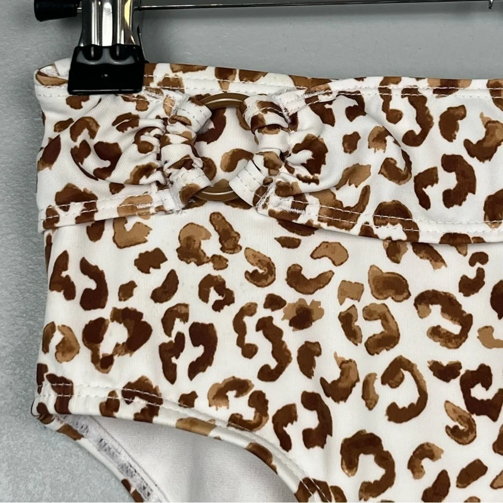 Janie and Jack Recycled Leopard Ruffle 2-Piece Swimsuit in Argan Oil Leopard, 8.